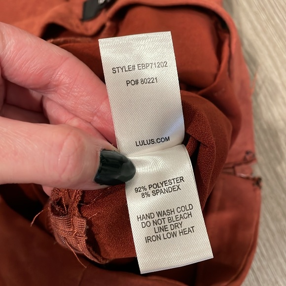 Dear Friends Rust Red Vegan Suede High Waisted Pants - Picture 12 of 13